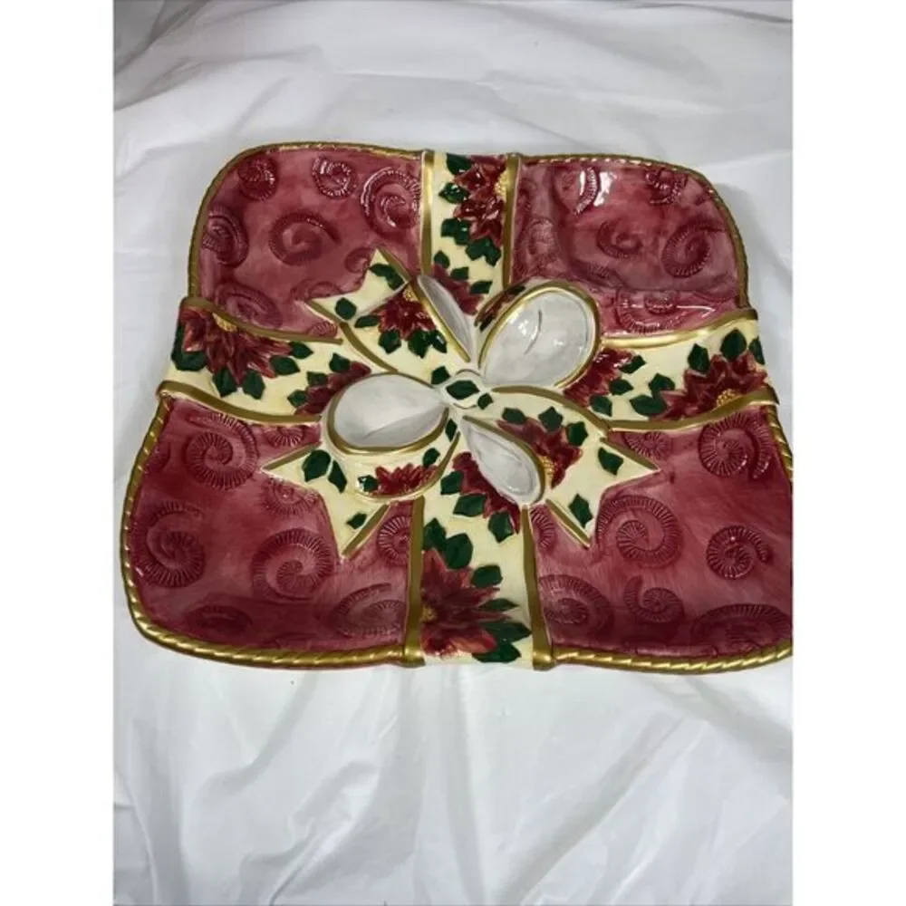 World Bazzars Christmas Ceramic Chip And Dip‎ Wreath